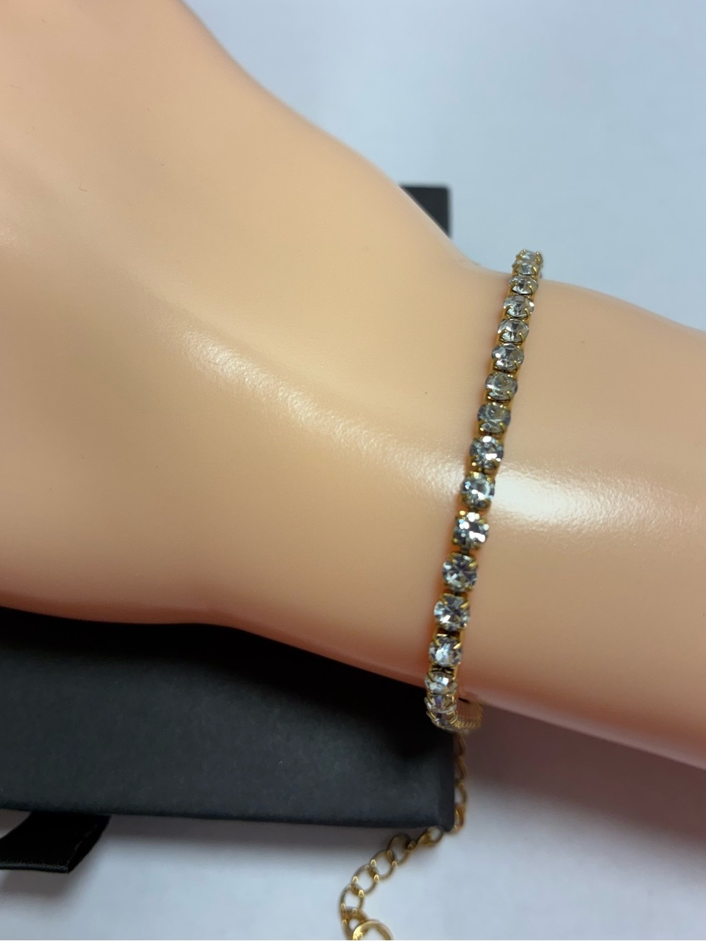 Gold Crystal Tennis Bracelet - Elegant Women's Jewelry